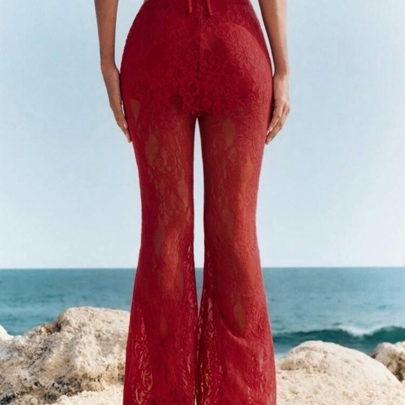 🔥 Sexy Sheer Lace Flare Pants - Size Large 🔥 - Picture 4 of 5